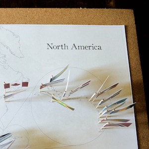 Noord-Amerika Continentlanden en hoofdsteden AFDRUKBAAR | Noord-Amerika VLAGGEN| Continentkaart van Noord-Amerika| Geïllustreerde kaartvlaggen|DOWNLOAD