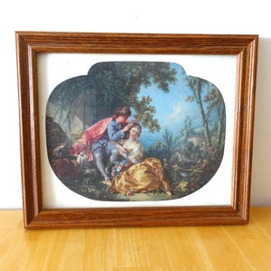 François Boucher The Four Seasons: Spring Frick Collection Reprint with Wooden Frame | French Rococo Style Two Lovers Art Reprint