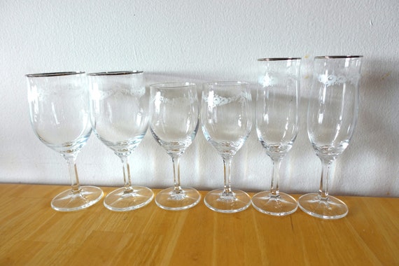 German Platinum Rim Wine Glasses