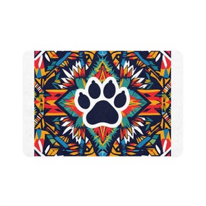 Colorful Pet Food Mat with Paw Print Design, Dog Cat Feeding Mat, Stylish Kitchen Decor, Pet Accessories, Non-Slip Design