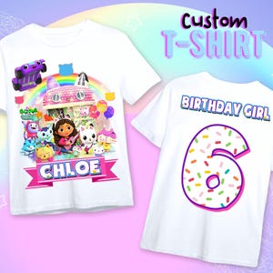Inspired Gabbi Birthday T Shirt, Doll house Theme Party, Raglan Tee, Short, 3/4, Long, Personalized T Shirt, Unisex Tee, All Sizes, Gift