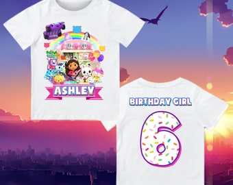 Gabbys Katze Geburtstagskind Shirt, Gabby Familie passendes Set Personalisierte Gabby Katze Shirt Name & Alter Custom Gabby
