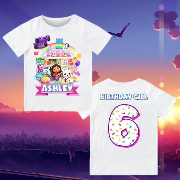 Gabby's  cat birthday girl shirt, Gabby family matching set Personalized gabby cat shirt name & age Custom gabby