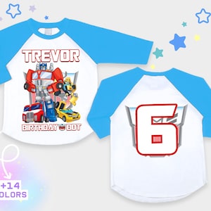 Inspired Robot Car Birthday Shirt: Trans4mer Theme, Personalized Raglan Tee