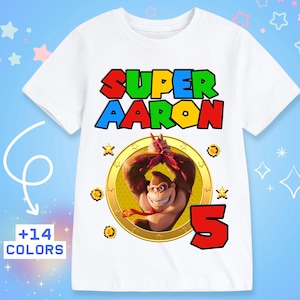 Inspired Mario Game Birthday T Shirt, Donkey Kon Theme Party,Raglan Tee, Short, 3/4, Long, Personalized T Shirt, Unisex Tee, All Size