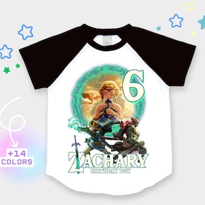 Camiseta de cumpleaños personalizada de Zelda: camiseta raglán a juego para toda la familia