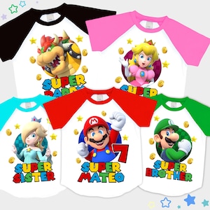 Inspiriert Mario Spiel Geburtstag T-Shirt, Super Spiel Thema Party, Familie Passendes T-Shirt, personalisierte T-Shirt, Unisex T-Shirt, Alle Größe