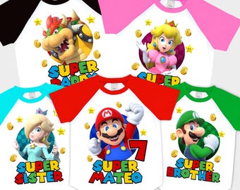 Inspired Mario Game Birthday T Shirt, Super Game Theme Party, Family Matching Tee, Personalized T Shirt, Unisex Tee, All Size