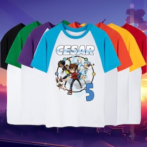 Custom Bakgan Birthday T Shirt, Bakugan Birthday Party theme new, Raglan short, 3/4, long sleeve, Unisex Name and age Kids, Family Matching