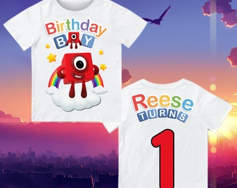 Numberblocks Geburtstag Shirt Kinder, 1-10 Numberblocks Geburtstag Shirt, Numberblocks Familie Geburtstag Shirt Name und Alter Kleinkind Zahlenblöcke