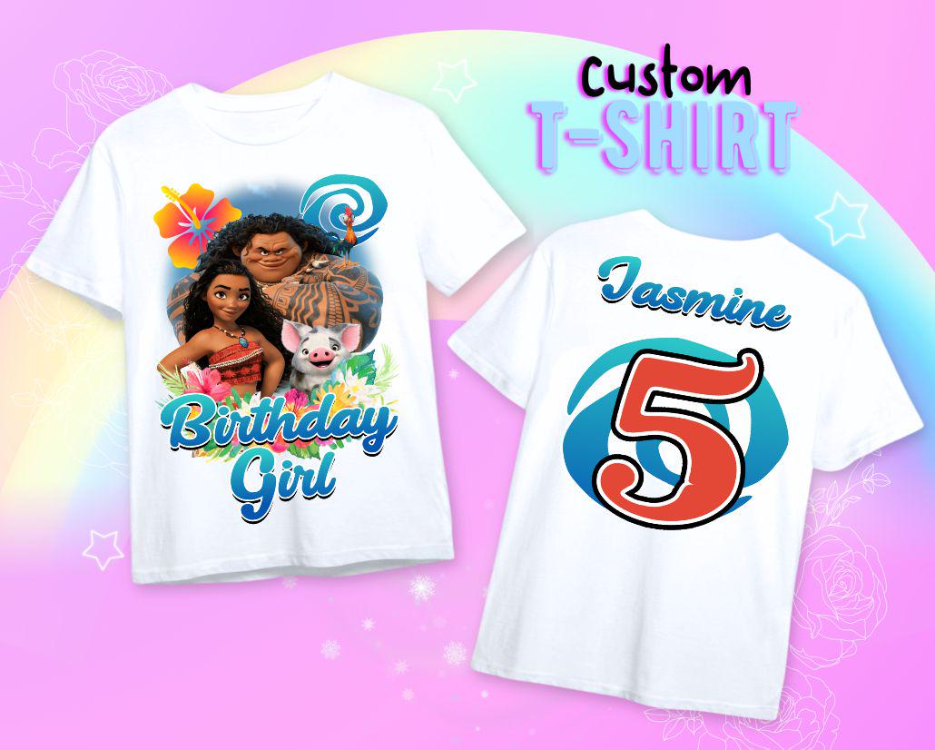 Custom Moana Birthday Girl tee, Birthday Girl shirt, Family Birthday Princess T-Shirt, Moana, Maui Hei Hei Birthday Tee, Unisex Tee
