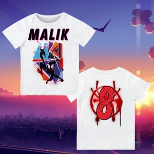 Spiderman Inspired Birthday T Shirt, Miles Morales theme Party, Personalized shirt, Gift Birthday Shirt, family tees Custom name & age
