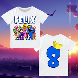 Kids Gamer Rainbow Friends Horror Camisa de cumpleaños, Camisa familiar, Camiseta a juego de la familia de fiesta, Nombre unisex y camisa de amigos arcoíris de edad