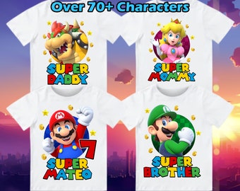 Super Mario Shirt, Super Mario Birthday Shirt, Super Mario Family Shirt, Mario & Friend Party Matching Tee, Mario Family Shirt, Mario Gift