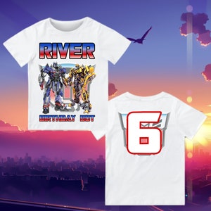 Robots Birthday Shirt: Rescue Bot, Optimus Robot, Personalized Family Matching