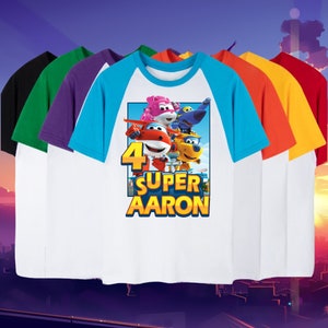Personalized Super airplanes Birthday Raglan Shirt: Family Matching Tee