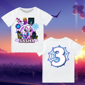 Ghost Spidey Girl Birthday T Shirt, Girl Spidey friends theme Party, Personalized shirt, Gift Birthday Shirt Custom t shirt - Gwen spider