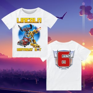Transformers Birthday Shirt, Rescue bots Optimus Robot Kids Toddler Birthday Tshirt, Custom Personalized Birthday Gift Family mathcing
