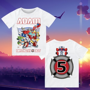 Trans4mers Birthday Shirt: Optimus Robot, Personalized Family Matching
