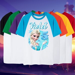 Prinzessin Geburtstagskind T-Shirt, Elsa Olaf Thema Party, Gefrorenes personalisiertes Shirt für Kinder, Geschenk-Geburtstags-Shirt, Familien-T-Shirts Raglan-Ärmel