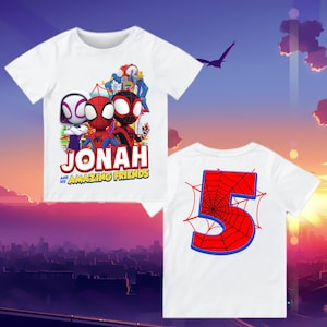 Spidey & His Amazing Friends Birthday Shirt, Toddler Birthday Tee, Custom Kids Tshirts, Spidey Shirt, Birthday Boy spiderman Family gift