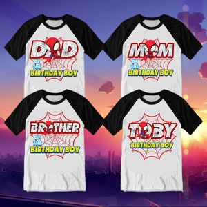 Kids Spidey Friends Inspired Birthday T Shirt, Spidey & His friends theme Party, Personalized Raglan Gift Birthday Shirt Family matching