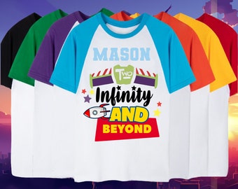 Two Infinity and Beyond Birthday T Shirt, theme Party, lightyear Personalized shirt, Gift Birthday Shirt, family tees 2nd birthday shirt