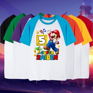 Custom Mario Birthday Shirt, Personalized Super Game Family Shirt,   Mario Family Tee, Luigi, Peach, Yoshi, Mario Custom Design