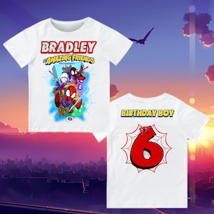 Spiderman Inspired Birthday T Shirt, Spidey & His friends theme Party, Personalized shirt, Gift Birthday Shirt, family tees Custom miles