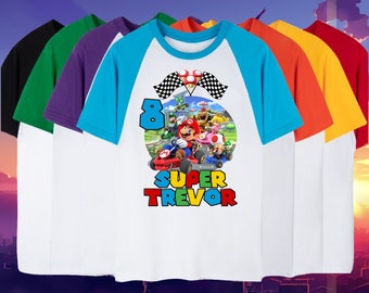 Personalized Mario Kart Family Matching TShirt Birthday Boy, Birthday Girl, Raglan Shirt, Family Shirt, Party Family Matching Tee Unisex