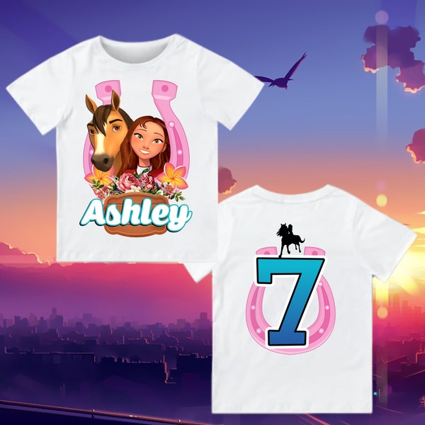 Spirit Riding Free Birthday Shirt, Birthday Girl Spirit Birthday Shirt,Horse Birthday Shirt Personalized tee name and age Family matching