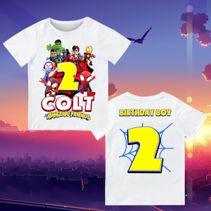 Spiderman Inspired Birthday T Shirt, Spidey & His friends theme Party, Personalized Raglan Gift Birthday Shirt Name and age spidey friends