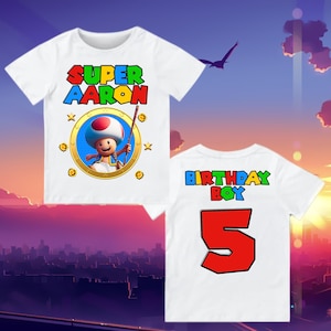 Mario Toad birthday shirt, Toad birthday shirt Personalized mario shirt kids Birthday theme shirt toad Name and age - Super shirt Toad