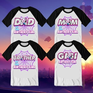 Ghost Spider Inspired Birthday T Shirt, Spidey and friends theme Party,Personalized shirt,Gift Birthday Shirt, family raglan short 3/4 long