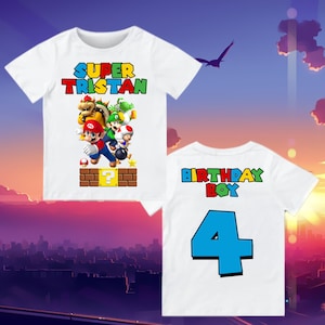 Custom Mario Birthday Shirt, Personalized Super Game Family Shirt,   Mario Family Tee, Luigi, Peach, Yoshi, Mario Custom Design