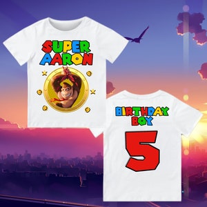 Custom Donkey Birthday Shirt, Boy&#39;s Kong Birthday Tee, Raglan Sleeve White T Shirt, Donkey Monkey custom tee, Family Matching T Shirt