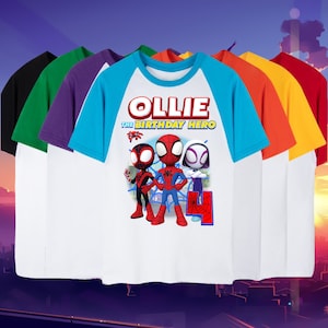 Spiderman Inspired Birthday T Shirt, Spidey & His friends theme Party, Personalized shirt, Gift Birthday Shirt, family tees custom gift