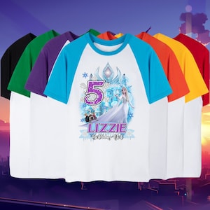 Prinzessin Geburtstagskind T-Shirt, Elsa Olaf Thema Party, Gefrorenes personalisiertes Shirt für Kinder, Geschenk-Geburtstags-Shirt, Familien-T-Shirts Raglan-Ärmel