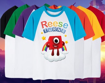 Numberblocks kids birthday shirt number blocks 1-10 blocks personalized birthday shirt family matching custom name and age birthday boy girl