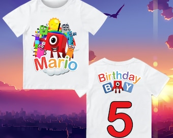 Numberblocks Birthday Boy Girl, 1-10 Numberblocks Birthday Shirt, Numberblocks Family Birthday Shirt name and age Toddler number blocks tee