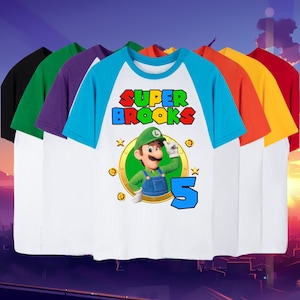 Custom Mario Birthday Shirt, Personalized Super Game Family Shirt,   Mario Family Tee, Luigi, Peach, Yoshi, Mario Custom Design