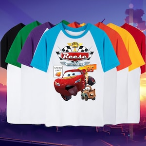 Disney Cars Birthday T Shirt, Cars Lightning Mcqueen theme Party, cars Personalized shirt kids, Gift Birthday Shirt, family tees Raglan