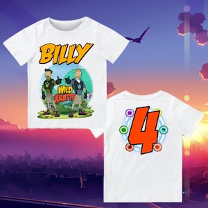 Wild kratts custom birthday shirt kids kratts theme shirt personalized name and age, jungle animals kratts kids tee wild birthday shirt