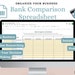 Bank Comparison Worksheet Spreadsheet | Compare Rates | Side by Side ...