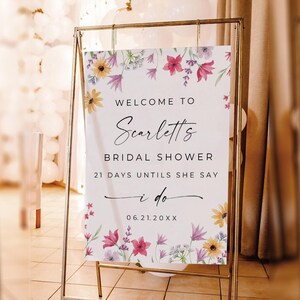 Blush Floral Bridal Shower Welcome Sign, Editable Bridal Shower Sign, Pink Floral Welcome Sign, Instant Download, Wedding, Canva Template
