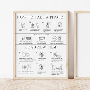 How To Load New Film Camera Instructions sign, Instax 11 Mini Photo Guestbook Sign, Party and Wedding Reception Photo Sign, Load New Film