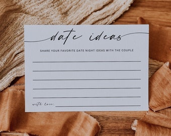 Date Night Cards Bridal Shower, Simple Date Night Cards, Date Night Cards Digital Download, Newlywed  Invitation Insert, Minimalist Cards