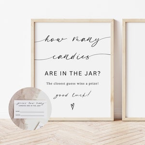 Guess How Many Candies Are In The Jar Printable, Gender Neutral Baby Shower Game, Candy Guessing Game, Guess How Many Candies, Canva, 8x10