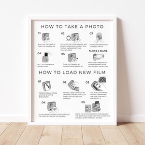 Instax Mini 7s Instructions Sign, Wedding Photobooth Sign, How to Load New Film, Polaroid Guestbook Wedding Sign, Editable Template, Canva