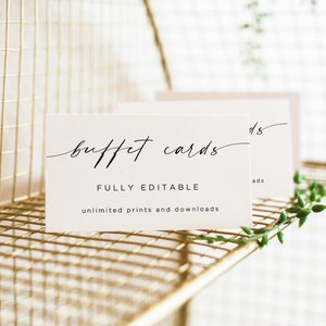 Minimalist Buffet Card Template, Modern Wedding Buffet Printable Card, Food Label, Bridal Shower Decor Cards, Wedding Party, Canva, Editable